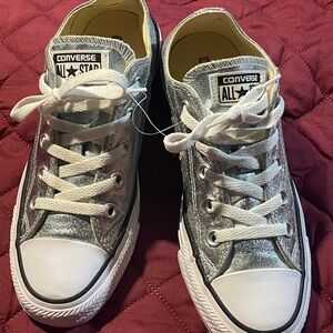 Converse Metallic Silver All Star Sneakers